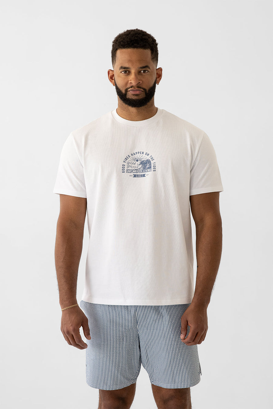 GNP Graphic Print White T-shirt Set