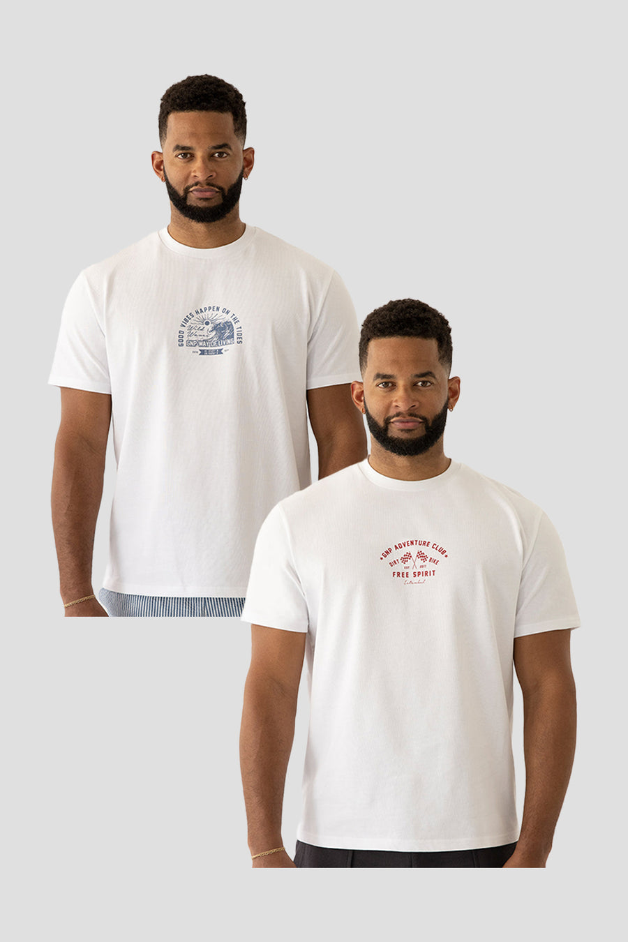 GNP Graphic Print White T-shirt Set