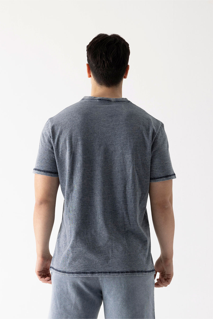 GNP Denim Look Washed V Neck Relaxed T-Shirt