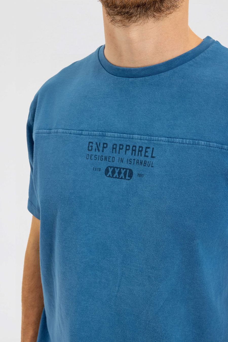 GNP Acid Washed Cut And Sew Blue T-Shirt 