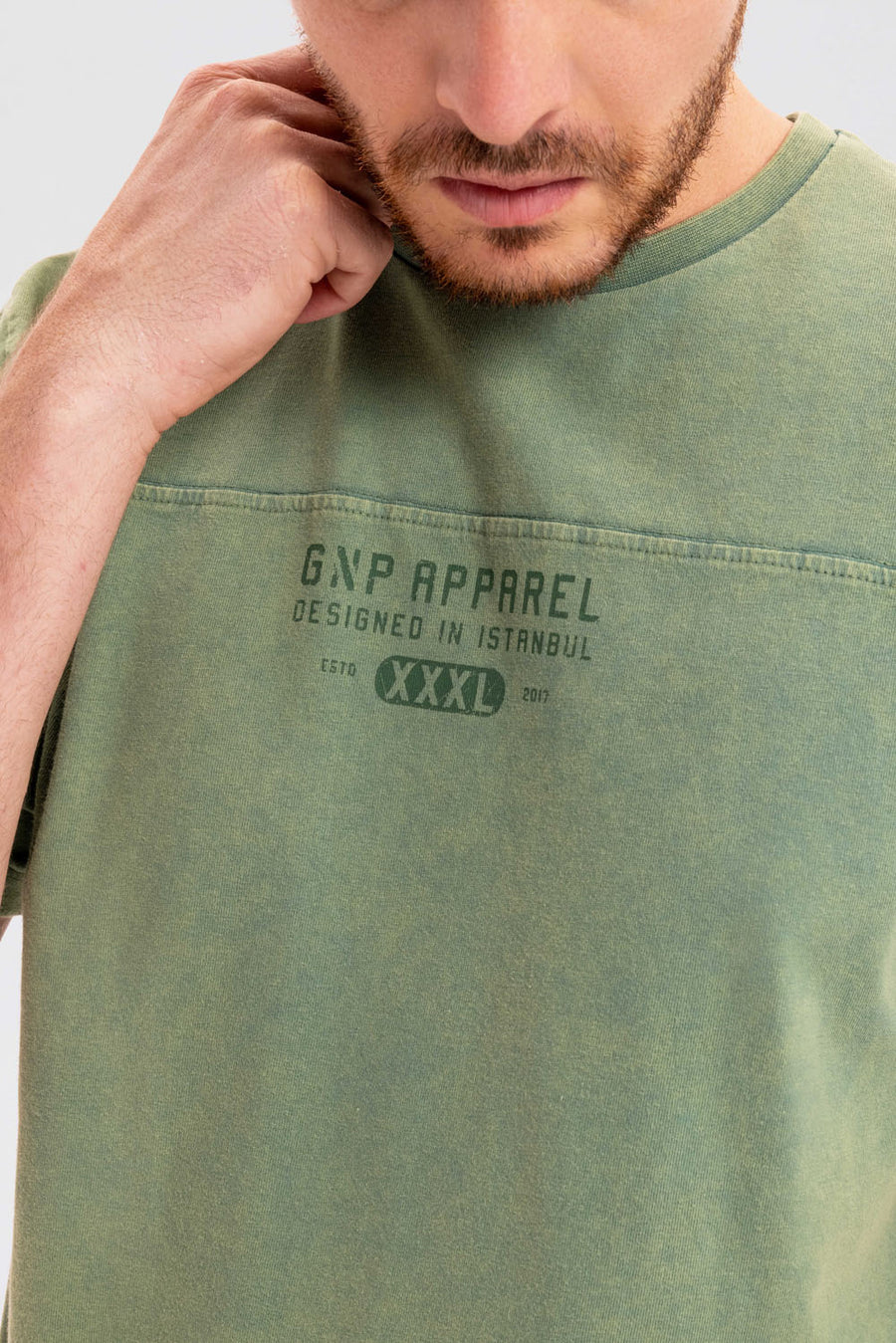 GNP Dikiş Detaylı Yeşil Yıkamalı T-shirt