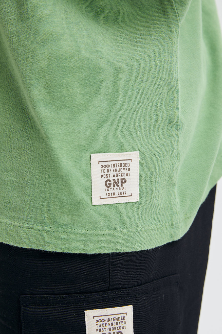 GNP Eskitme Yıkamalı Cepli Yeşil Tshirt