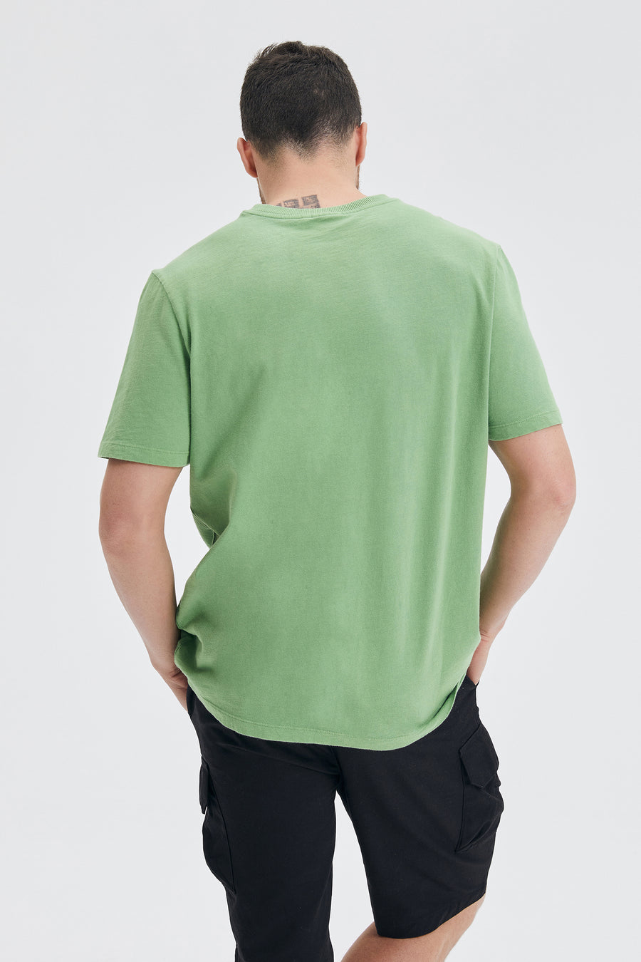 GNP Acid Washed Green Tshirt With Pocket Detail